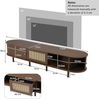 TV-Schrank 180x40x40 cm in dunkler Walnussoptik mit Rattan-Dekor, Schiebetüren und verstellbaren Füßen Bild 5