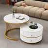 Couchtisch-Set 60x60x46 cm & 50x50x30,8 cm – elegantes Design in weiß mit Marmoroptik Bild 2