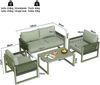 Merax Garten-Loungesessel-Set mit verzinktem Eisenrahmen, Gartenmöbel-Set aus Seil, Loungesessel-Set aus Seil mit Sitzkissen, verstellbaren Füßen, glatter Glasplatte, 4er-Set, grün Bild 4