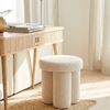 Sitzhocker Teddy Stoff 40cm Creme Rund - Design Stoffhocker - Polsterhocker Faltenoptik - Schminktisch Hocker - Lounge Beistellhocker für Wohnzimmer Handmade Bild 2