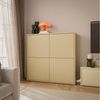 Forte Alice Springs Schrank 130, modern-minimalistisch, 4 quadratische Türen, Wohn-/Schlafzimmer, Holzwerkstoff, Buttergelb, 124,5 cm breit x 121,5 cm hoch x 34,9 cm tief Bild 2