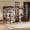 MODFU Metallbett Hochbett Metall mit Schreibtisch (mit drei großen Ablagen und Geländer, 90x200 cm), für Kinder, Jugendliche und Erwachsene Bild 2