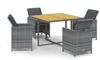 vidaXL 5-tlg. Garten-Essgruppe mit Kissen Poly Rattan Grau 3095524 Bild 2