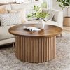 Tribesigns Couchtisch 80cm runder Beistelltisch mit Metallsockel, Holzakzent-Mitteltisch Bild 2