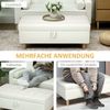 Aufbewahrungshocker Mit Samtbezug & 84L Stauraum - Sitzbank Couchtisch Multifunktional Aus Gummiholz,Cremeweiß Bild 2