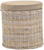 Krines Home Wäschekorb Rattan Sitzhocker mit Stauraum Rund Badhocker Sitz gepolstert Deckel, mit gepolstertem Deckel, mit herausnehmbarem Inlett Bild 1