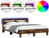 vidaXL Bettgestell mit Kopfteil LED-Beleuchtung Räuchereiche 150x200cm 3207543 Bild 2