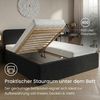 Home Collective Polsterbett Bett mit Stauraum, verstellbarem Lattenrost, viele Größen (Größen: 100x200 120x200 140x200 160x200 180x200 200x200, trendiger Bouclé-Stoff, made in Germany), wählbare Matratze Federkern oder Kaltschaum Schwarz Bild 3