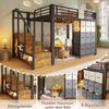 Hochbett mit Aufbewahrungsboxen, Lattenrost und Taschen, Treppe mit Regal und Kleiderschrank, 140x200 cm, Kinderbett mit Rausfallschutz, Metallbett Bild 5