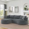 Flieks Sofa set, 2-Sitzer + Rechte Chaiselongue, mit Getränkehalter & Kissen, Bogenförmiges Design, Cordstoff, Grau Bild 2