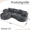 Flieks Sofa set, 2-Sitzer + Rechte Chaiselongue, mit Getränkehalter & Kissen, Bogenförmiges Design, Cordstoff, Grau Bild 4