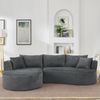 Flieks Sofa set, 2-Sitzer + Rechte Chaiselongue, mit Getränkehalter & Kissen, Bogenförmiges Design, Cordstoff, Grau Bild 3