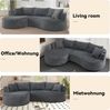 Flieks Sofa set, 2-Sitzer + Rechte Chaiselongue, mit Getränkehalter & Kissen, Bogenförmiges Design, Cordstoff, Grau Bild 5