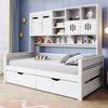 Holzsofa-Bett 90x200 cm, Multifunktionaler Stauraum, Große Schublade, Einzelbett, Jugendbett, Lattenrost, Weiß (Ohne Matratze) Bild 2