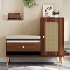Yorbay Schuhschrank mit Rattan-Optik & Sitzpolster,Garderobenbank mit Schubladen (95,5 x 35 x 80,5 cm) Bild 3