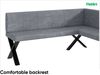 MEBLINI Eckbank für Esszimmer mit ausziehbarem Tisch - Küchenbank - Essecke - Sitzecke Küche - PETER - X-Beine 128x168x87cm Rechts - Grau Samt/M Weiß Hochgl. Bild 5
