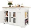 Kücheninsel, Abnehmbare Trennwände Küchenschrank Esszimmerwagen mit Arbeitsplatte Buffetschrank Esszimmerwagen mit Holzmaserung Buffetschrank Schrank aus gehärtetem Glas Weiß, Bild 3