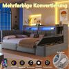Flieks Daybett, Hydraulisches Polsterbett 140×200cm mit LED, Aufladen und Polsterbank Bild 4