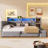 Flieks Daybett, Hydraulisches Polsterbett 140×200cm mit LED, Aufladen und Polsterbank Bild 3
