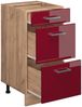 Küchenunterschrank R-Line Rot Hochglanz 40 cm mit Schubladen, AP Eiche Vicco Bild 4