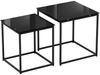 Beistelltisch-Set 2-teilig, B 50/42 x T 50/42 x H 52/42 cm, stapelbar, Stahl mit Glasplatte, Schwarz Bild 5