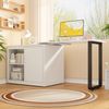 Flieks 2-in-1 Schreibtisch mit Klappbett 188x90 cm – Multifunktionaler Raumsparer mit 4 cm dicke Matratze, Rollen & Stauraum, weiß Bild 3
