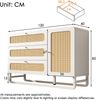 Merax 120cm Kommode Schrank mit Rattan & Goldgriffen, Landhausstil Weiß mit 3 Schubladen & 1 Türschrank, Höhenverstellbare Regale & Kippsicherung Bild 4