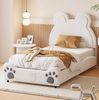 Weißes Bären Polsterbett 90x200 cm Kinderbett In Bärenform Mit Samtbezug Kuschelbett Fantasie Förderndes Design Spielbett Mit Lattenrost Bild 2
