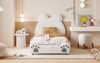 Weißes Bären Polsterbett 90x200 cm Kinderbett In Bärenform Mit Samtbezug Kuschelbett Fantasie Förderndes Design Spielbett Mit Lattenrost Bild 3