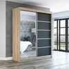 Schwebetürenschrank GAP 2-türig Schrank 160 cm (mit Spiegel) Farbe: Sonoma , schwarz Bild 2