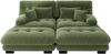 Ecksofa modular mit tiefer Sitzfläche, Chenille Grün, inklusive 2 Ottomane sowie Deko- und Lendenkissen,81x220x145 cm Bild 4
