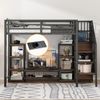 Flieks Hochbett Kinderbett 90x200 cm mit TV-Ständer, Steckdose und Stauraumtreppe Bild 2