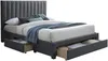 Vente-unique - LIAKO Bett Stoff Grau - B 217 cm x H 124 cm x L 185 cm Bild 4