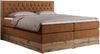 Boxspringbett AMORE KING, Doppelbett mit Multipocket-Matratze, Polsterbett mit Kopfstütze - 200 x 200 cm - Orange Stoff - H4 Bild 4