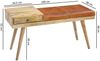 Sitzbank Polsterbank Bank SABO Massivholz- Echtleder Braun 110x38x52cm Bild 3