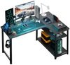 GTPLAYER Schreibtisch Gaming Tisch Eckschreibtisch mit Regal USB-Ladeanschluss und Steckdose (1 Tisch), 120/100cm Computertisch L Form, PC Tisch für Büro, Heimbüro Bild 2