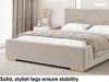 MEBLINI Polsterbett 140x200 mit Lattenrost mit Matratze – LIZZY – Beige Samt – Doppelbett mit Bettkasten - Stauraumbett - Kopfteil Bett mit Stauraum Bild 5