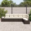 vidaXL Gartensofa-set mit Kissen 6 pcs Braun und Creme Poly-Rattan 3347078 Bild 3