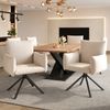 2er Set Beige Drehbarer Polsterstuhl mit Armlehne,Samt Esszimmerstuhl mit 360°Drehfunktion mit Rückenlehne und Metallbeinen Bild 3