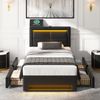 Flieks Polsterbett, LED Einzelbett 90x190 cm mit USB-Anschluss und 4 Schubladen Bild 4
