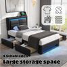Flieks Polsterbett, LED Einzelbett 90x190 cm mit USB-Anschluss und 4 Schubladen Bild 3