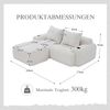 Flieks Modulares Cordsofa für 2 Personen, 1 Hocker & 2 Rückenkissen, inkl. Getränkehalter & Seitentasche, frei kombinierbar, Beige Bild 4