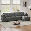 L-förmiges Schlafsofa aus Samt mit Stauraum, Stepp-Rückenlehne, flexibler Kombination, Ecksofa mit Bettfunktion & Tasche, Grau Bild 4