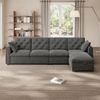 L-förmiges Schlafsofa aus Samt mit Stauraum, Stepp-Rückenlehne, flexibler Kombination, Ecksofa mit Bettfunktion & Tasche, Grau Bild 2