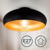 B.K.Licht Deckenleuchte Retro-Deckenlampe Metall schwarz gold Ø39,5 cm - BKL1269, ohne Leuchtmittel, 2700K - Extra-Warmweiß, vintage industrial Design Wohnzimmerlampe E27 max. 60W LED Halogen Bild 2