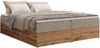 Polsterbett mit Bettkasten, Boxspringbett ohne Kopfteil WOOD ZERO, 7-Zonen Multipocket-Matratze und Topper, modernes Bett für Schlafzimmer - Dunkelbeige Strukture - 200 x 200 cm - H3 Bild 4