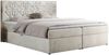 Boxspringbett, Doppelbett mit Multipocket-Matratzen und Topper, dekoratives Kopfteil - LEILA - 120 x 200 cm - Beige Velours - H3 Bild 3