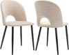 Essstuhl Samt 47x44x84 cm Beige, Metalllgestell, Diamant-Steppung, höhenverstellbare Füße，Essstuhl 2er-Set Bild 5
