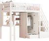 Hochbett 90 x 200 mit großem Kleiderschrank Regal und Tisch, Stauraum Treppe Mehrzweckbetteinheit Holzbettgestell weiß Bild 5