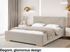 MEBLINI Polsterbett 140x200 ohne Lattenrost ohne Matratze – LIZZY – Beige Samt – Doppelbett ohne Bettkasten - Stauraumbett - Kopfteil Bett ohne Stauraum Bild 3